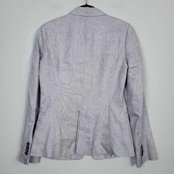 Zara Basic Womens 100% Linen Blazer Sz Small Grey One Button Career Preppy Twee - Picture 2 of 6
